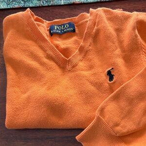 Polo Ralph Lauren Kids V-Neck Sweater in Orange